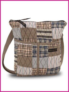 Quilted Crossbody Handbag Patchwork Cotton Adjustable Strap Purse